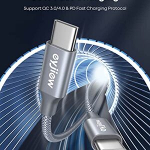 eyjiew Long USB C to USB C Cable [12FT, 2-Pack], 60W PD Type C to C Fast Charging Cord for Samsung Galaxy S22 Ultra S22+ S21+ S21 Ultra S20 S20+ S10 Note 20 10 A73 A71 A53, Pixel 7 7pro 6 6a 4a 2 XL