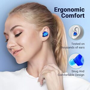 233621 Droplet True Wireless Earbuds, CVC 6.0 Call Noise Cancelling Headphones, IPX5 Waterproof Bluetooth 5.0 Earphones Touch Control, Stereo Sound, Comfortable fit for Home, Office, Gym (Blue)