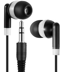 bulk wholesale lot of 25 black/white earbuds headphones