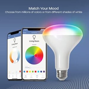 Feit Electric BR30 Smart Flood Light Bulb,2.4GHz WiFi Color Changing and Dimmable, No Hub, Works with Alexa or Google Assistant BR30 Smart LED Light Bulb, BR30/RGBW/CA/AG, 65W