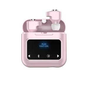 2 in 1 MP3 Player Combo Bluetooth Wireless Earbuds,TWS Bluetooth Earphones with TF Card Slot,30H Playtime with Charging Case Built-in Touch Control LED Screen for Sports Workout Hiking(Pink)