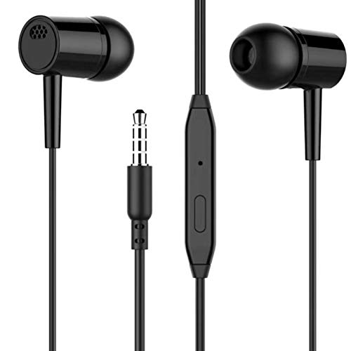 MOHALIKO Earbuds, Earbud Headphones with Microphone, D21 Universal 3.5mm Dual Speakers Heavy Bass Dynamic in-Ear Sport Wired Earphone for Various Mobile Phones, Christmas Black