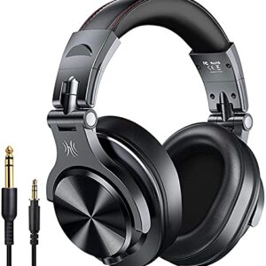 OneOdio A70 Bluetooth Over Ear Headphones, Studio Headphones with Shareport, Wired and Wireless Professional Monitor Recording Headphones with Additional 6.3mm Audio Cable Black