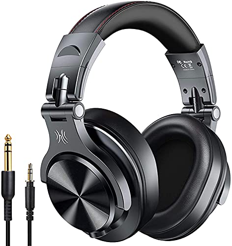 OneOdio A70 Bluetooth Over Ear Headphones, Studio Headphones with Shareport, Wired and Wireless Professional Monitor Recording Headphones with Additional 6.3mm Audio Cable Black