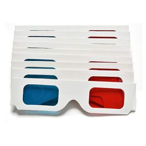 Jtshy 50 Pairs - Flat- 3D Glasses Red and Cyan White Frame Anaglyph Cardboard