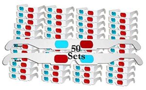 jtshy 50 pairs – flat- 3d glasses red and cyan white frame anaglyph cardboard