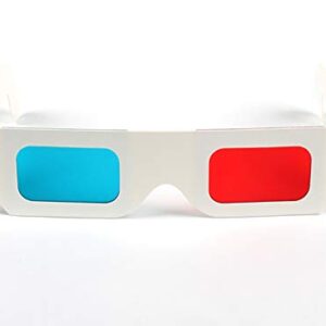 Jtshy 50 Pairs - Flat- 3D Glasses Red and Cyan White Frame Anaglyph Cardboard