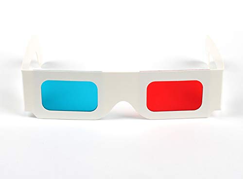 Jtshy 50 Pairs - Flat- 3D Glasses Red and Cyan White Frame Anaglyph Cardboard