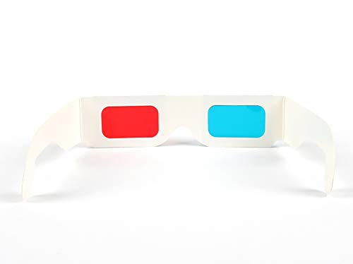 Jtshy 50 Pairs - Flat- 3D Glasses Red and Cyan White Frame Anaglyph Cardboard