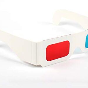 Jtshy 50 Pairs - Flat- 3D Glasses Red and Cyan White Frame Anaglyph Cardboard