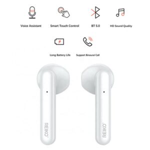 TWS Wireless Bluetooth 5.0 Earbuds with Charging Case for Wiko Voix in-Ear Earphones Headset with Mic and Touch Control - White