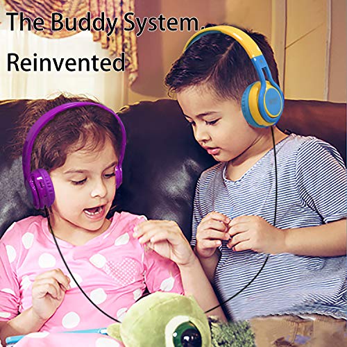 Contixo KB2600 Kids Over The Ear Foldable Bluetooth Headphones Kids Safe 85dB with Volume Limiter, Built-in Microphone, Micro SD Card Slot, FM Stereo Radio, Phone Controls (Purple)