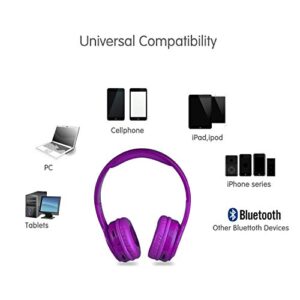 Contixo KB2600 Kids Over The Ear Foldable Bluetooth Headphones Kids Safe 85dB with Volume Limiter, Built-in Microphone, Micro SD Card Slot, FM Stereo Radio, Phone Controls (Purple)