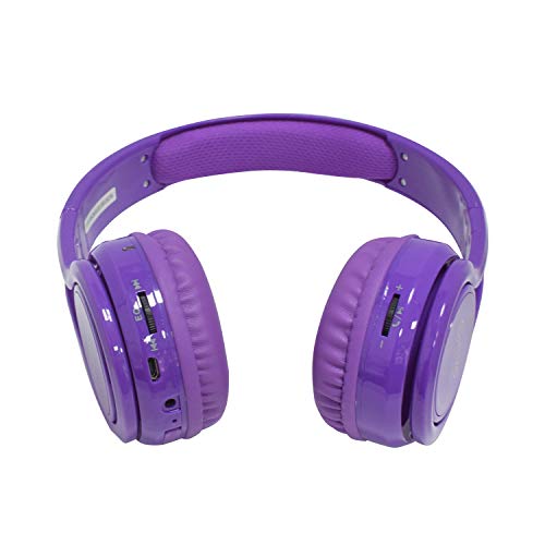 Contixo KB2600 Kids Over The Ear Foldable Bluetooth Headphones Kids Safe 85dB with Volume Limiter, Built-in Microphone, Micro SD Card Slot, FM Stereo Radio, Phone Controls (Purple)