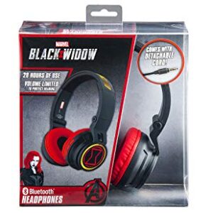 eKids Black Widow Kids Bluetooth Headphones, Wireless Headphones with Microphone Includes Aux Cord, Volume Reduced Kids Foldable Headphones for School, Home, or Travel