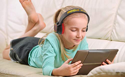 eKids Black Widow Kids Bluetooth Headphones, Wireless Headphones with Microphone Includes Aux Cord, Volume Reduced Kids Foldable Headphones for School, Home, or Travel
