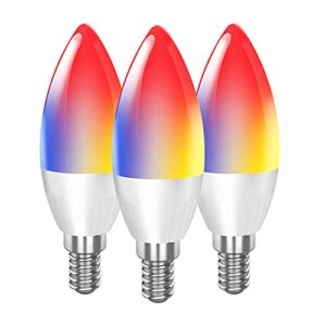 dogain led candelabra bulbs e12 base, color changing and dimmable smart light bulb, compatible with alexa google home, tunable white chandelier light bulbs 320 lm 35w equivalent, 3 pack