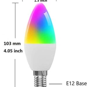 DOGAIN LED Candelabra Bulbs E12 Base, Color Changing and Dimmable Smart Light Bulb, Compatible with Alexa Google Home, Tunable White Chandelier Light Bulbs 320 lm 35w Equivalent, 3 Pack