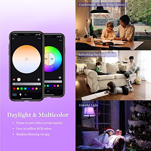 VANANCE Smart Light Bulbs 4Pack with Remote, A19 E26 800LM Color Changing LED Light Bulb, WiFi & Bluetooth 5.0, Warm to Cool White, Dimmable & RGB Smart Home Lighting Works with Alexa Google Assistant