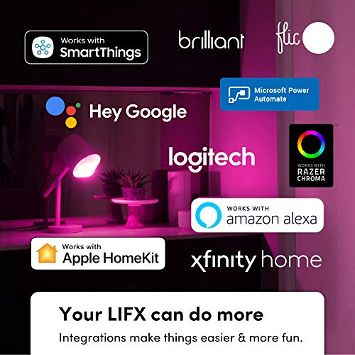 LIFX Color A19 800 lumens, Billions of Colors and Whites, Wi-Fi Smart LED Light Bulb, No Bridge Required, Works with Alexa, Hey Google, HomeKit and Siri (2-Pack)