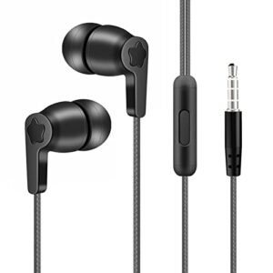 areclern wired earbuds with microphone noise canceling earbud heavy bass stereo earphones in-ear lightweight 3.5mm gaming sports headphone for students girls boys black