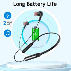 JKIKL Earbuds Neckband Headset Built-in Noise Cancelling Microphone, Long Battery Life Neck Headphones for Exercise.Audio Books,Video Conference