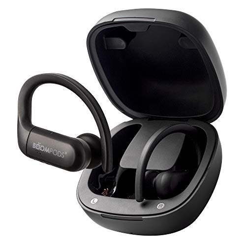 BoomPods Sportpods TWS in-Ear Bluetooth Sport Headphones with True Wireless Stereo Connection & Finger Touch Control, Powerful Bass, Sweatproof - Ergonomic Ear Tip Workout Earbuds (Black)