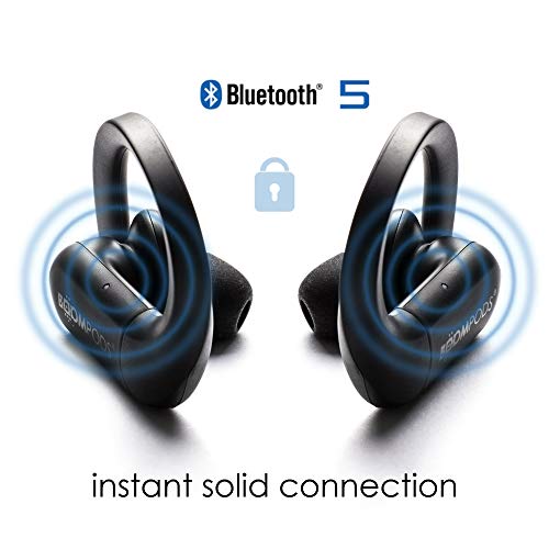 BoomPods Sportpods TWS in-Ear Bluetooth Sport Headphones with True Wireless Stereo Connection & Finger Touch Control, Powerful Bass, Sweatproof - Ergonomic Ear Tip Workout Earbuds (Black)