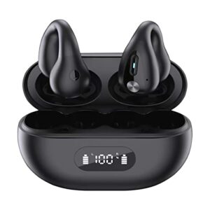 Bluetooth 5.3 Wireless Headphones, Hifi Sound Earbuds with Microphone Sports Waterproof, Super Long Battery Life Digital Display Headphones, Christmas Birthday Gift for Adult Kids (Black)