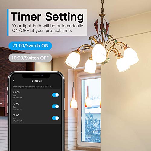 Smart Candelabra LED Bulb, E12 WiFi-Bluetooth Chandelier Light Bulb, Compatible with Alexa Google Home, Tunable White 2700K-6500K & RGB Candle Bulb, Music Sync 5W 400 Lumens