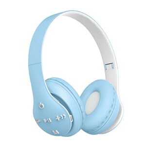 bluetooth5.1 headphones over-ear,st93 wireless foldable support tf card abs portable headsets noise cancelling soft earmuffs headsets for gaming running blue