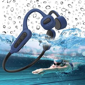 ESSONIO Swimming Headphones Bone Conduction Headphones Bluetooth IPX8 Waterproof Headphones for Swimming Open Ear Headphones with 32G Memory (Black)