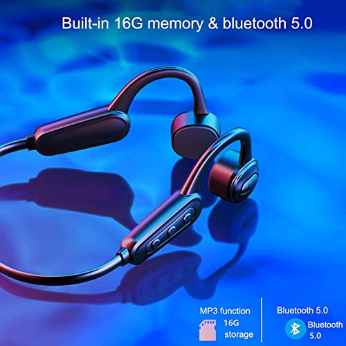 ESSONIO Swimming Headphones Bone Conduction Headphones Bluetooth IPX8 Waterproof Headphones for Swimming Open Ear Headphones with 32G Memory (Black)