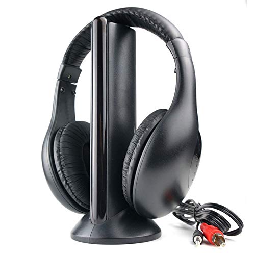 Heave 5-in-1 Wireless Headphones High-Fidelity Sound Over Ear Headsets Built in Mic for TV Laptop Mobile Phones Black