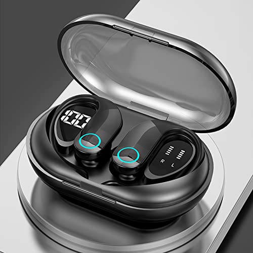 SMIDOW Wireless Earbuds Digital Power Display Bluetooth Headphones Built-in Microphone 5.2 Binaural in-Ear Sports Waterproof Noise Cancellation, Compatible for iPhone Android (Black F)