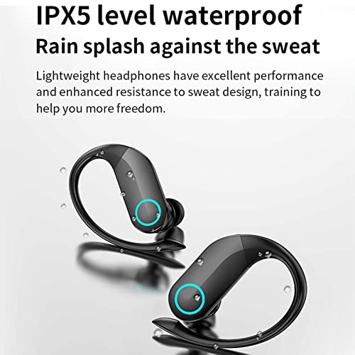 SMIDOW Wireless Earbuds Digital Power Display Bluetooth Headphones Built-in Microphone 5.2 Binaural in-Ear Sports Waterproof Noise Cancellation, Compatible for iPhone Android (Black F)