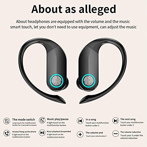 SMIDOW Wireless Earbuds Digital Power Display Bluetooth Headphones Built-in Microphone 5.2 Binaural in-Ear Sports Waterproof Noise Cancellation, Compatible for iPhone Android (Black F)