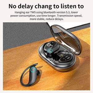 SMIDOW Wireless Earbuds Digital Power Display Bluetooth Headphones Built-in Microphone 5.2 Binaural in-Ear Sports Waterproof Noise Cancellation, Compatible for iPhone Android (Black F)