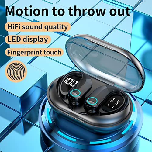 SMIDOW Wireless Earbuds Digital Power Display Bluetooth Headphones Built-in Microphone 5.2 Binaural in-Ear Sports Waterproof Noise Cancellation, Compatible for iPhone Android (Black F)