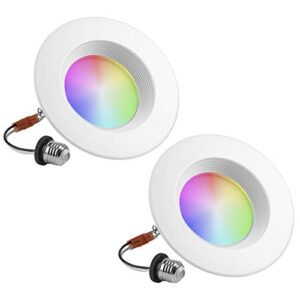 geeni prisma plus smart wi-fi led dimmable rbgw recessed multicolor downlight, works with alexa and google assistant (2700-6500k) 6″, 2-pack