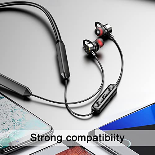 Qiopertar Bluetooth Neckband Headphones HD Stereo Clear Sound Sporty and Ergonomic Neck Hanging Design Noise Cancelling Mic Wireless Earphones for Workouts Home Party Sports