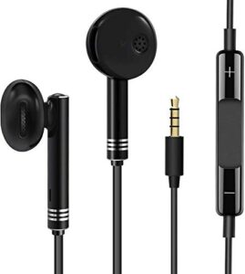 evo6 earbuds,wired ear buds headphones with stereo bass driven sound,earphones fits small ear,comfortable and secure fit,earbuds with microphone and volume control,decent packing
