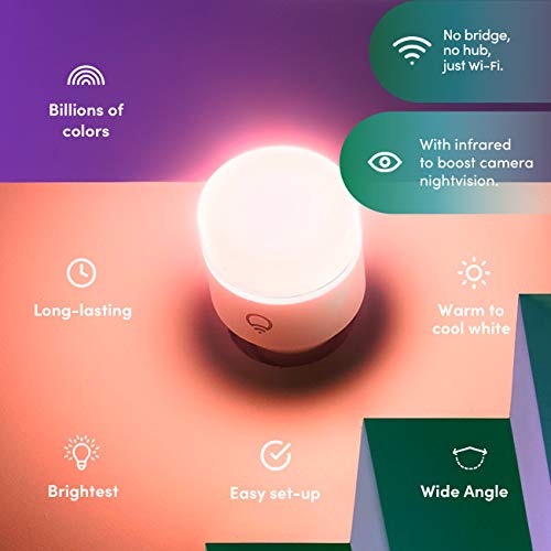 LIFX Color (Nightvision Edition), 1100lm E26, Wi-Fi Smart LED Light Bulb, Full Color and Whites, No Bridge Required, Works with Alexa, Hey Google, HomeKit and Siri, 1-Pack