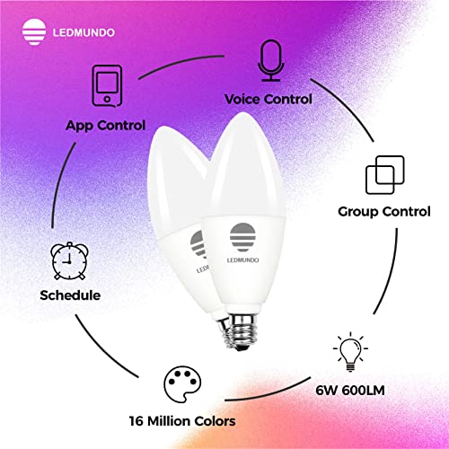 Smart Light Bulbs, White Light 2700k-6500k 600LM - 6W LED Candelabra Bulb E12 Base - 60W Equivalent - WiFi Light Bulb - B11 RGB Color Changing Bulb, Compatible with Alexa Google Assistant, 3 Pack