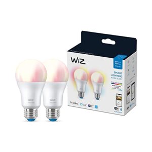 wiz connected 2-pack color 60w a19 smart wifi light bulb, 16 million colors, compatible with alexa and google home assistant, no hub required