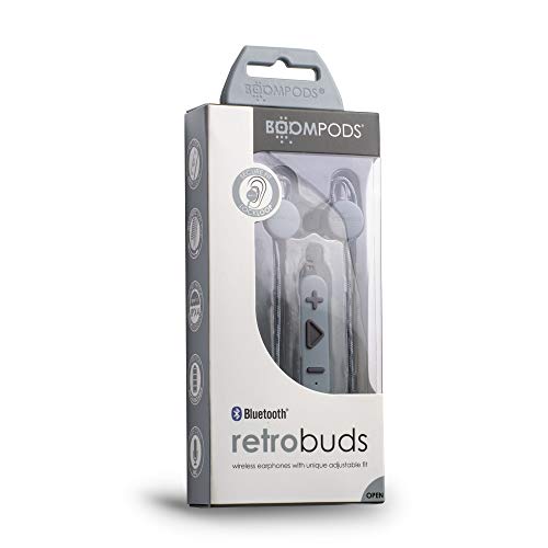 BoomPods Retrobuds in-Ear Headphones - Best Wireless Bluetooth Workout Custom Fit Earbuds, Perfect for Running, Jogging, Exercise, and for Listening for Your Commute (Ice Blue)