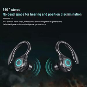 Touch-Control Wireless Bluetooth Earphones - Digital LED Intelligence Display Sound Quality Stereo Wireless Black Headphones with Charging Case for Office Outdoor Sport Working