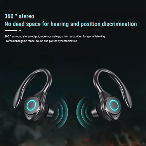 Touch-Control Wireless Bluetooth Earphones - Digital LED Intelligence Display Sound Quality Stereo Wireless Black Headphones with Charging Case for Office Outdoor Sport Working