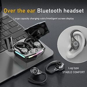 Touch-Control Wireless Bluetooth Earphones - Digital LED Intelligence Display Sound Quality Stereo Wireless Black Headphones with Charging Case for Office Outdoor Sport Working