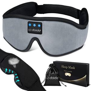 sleep mask with bluetooth headphones,lc-dolida sleep headphones bluetooth sleep mask 3d sleeping headphones for side sleepers best gift and travel essential (grey)